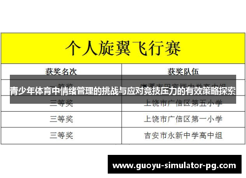 青少年体育中情绪管理的挑战与应对竞技压力的有效策略探索 青少年体育中情绪管理的挑战与应对竞技压力的有效策略探索