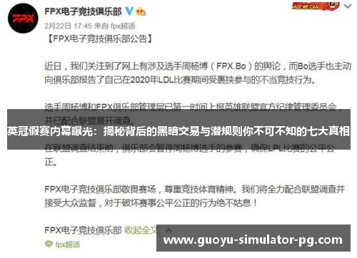 英冠假赛内幕曝光：揭秘背后的黑暗交易与潜规则你不可不知的七大真相